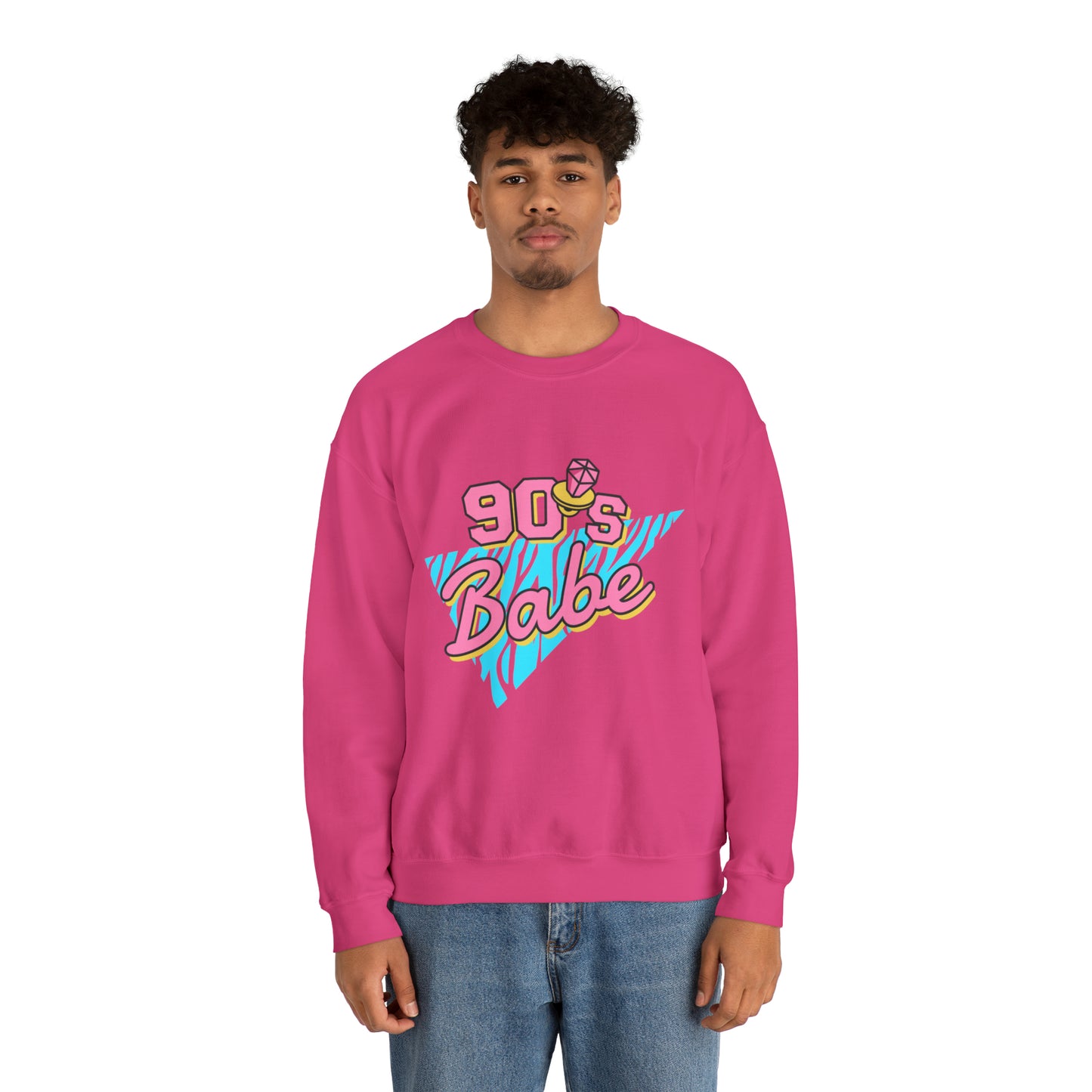 90's Babe Sweatshirt, Pink blue shirt, Unisex Heavy Blend Crewneck Sweatshirt