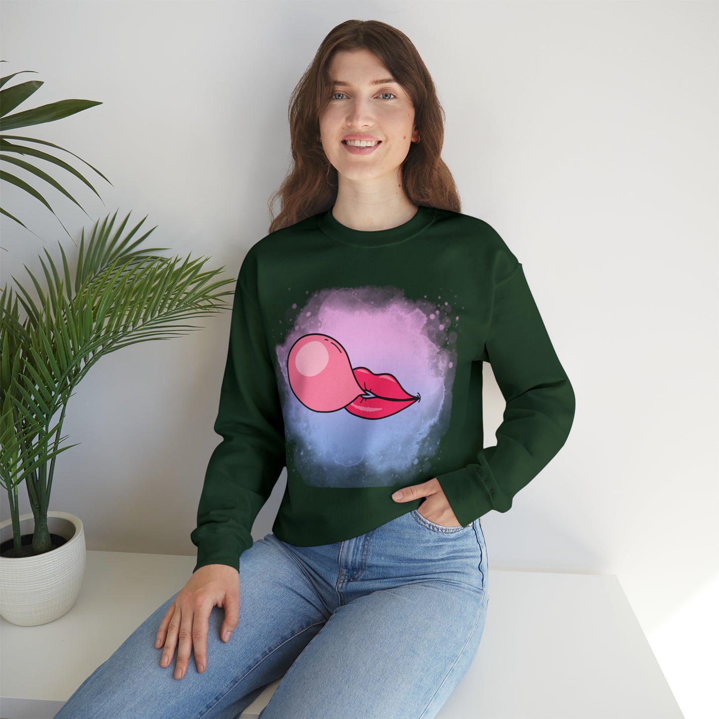 Bubble Gum kiss sweatshirt, Summer Bubblegum shirt, Birthday gift for her,Galantine travel sweatshirt,Unisex Heavy Blend Crewneck Sweatshirt