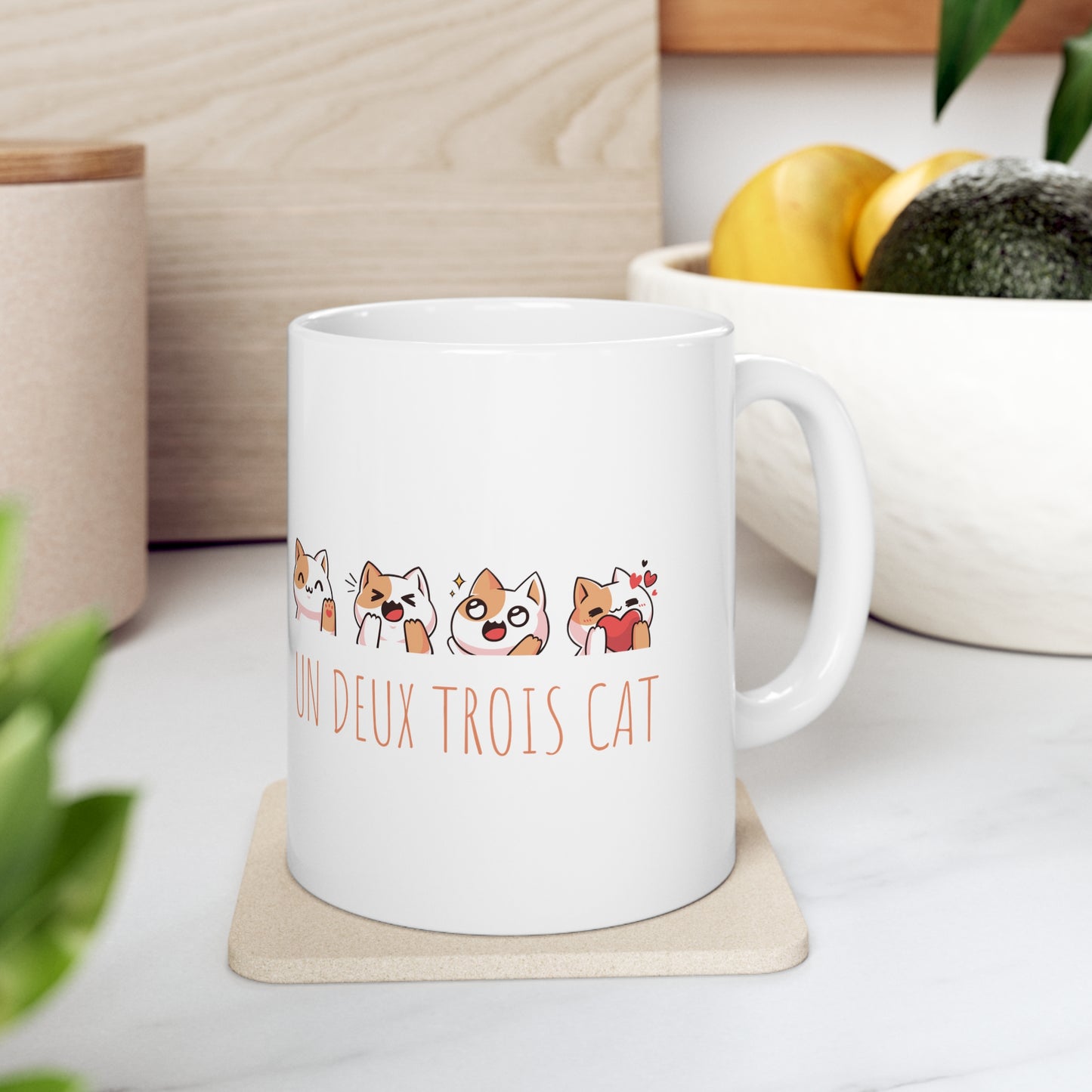 Funny cat Christmas mug un deux trois Cat lover gift coffee lover gift tea lover gift gift for her gift for him Mug 11oz Christmasgift