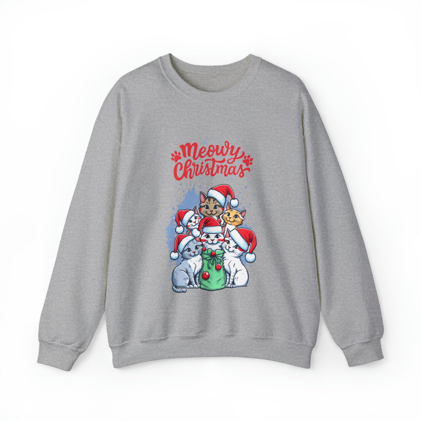 Funny Cat Christmas sweater Meowy Christmas shirt Kitty Christmas tree sweatshirt ugly Christmas sweater Family matching Bright Christmas